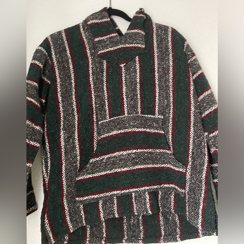 Mexican Baja Hoodie Hippie Surf Poncho Sweater Sweatshirt Pullover Jerga